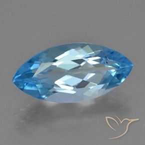 3.85 ct Blue Topaz Stone, Natural Topaz in Marquise Facet Shape for Sale