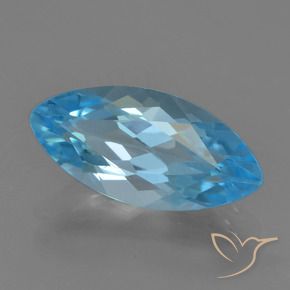 3.80 ct Blue Topaz Stone, Natural Topaz in Marquise Facet Shape for Sale