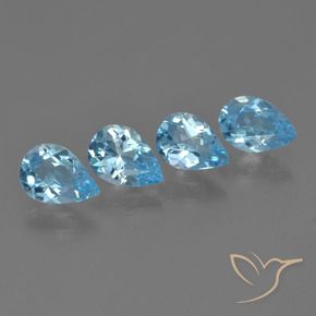 2.96 ctw Blue Topaz Stones, Natural Topaz in Pear Facet Shape for Sale