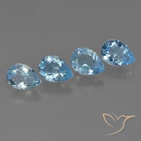 3.09 ctw Blue Topaz Stones, Natural Topaz in Pear Facet Shape for Sale