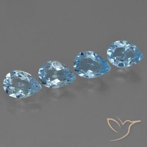 3.15 ctw Blue Topaz Stones, Natural Topaz in Pear Facet Shape for Sale