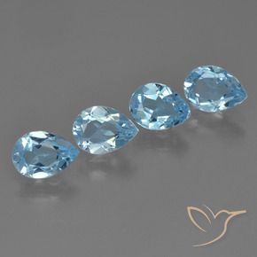 3.02 ctw Blue Topaz Stones, Natural Topaz in Pear Facet Shape for Sale