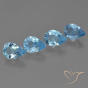 3.06 ctw Blue Topaz Stones, Natural Topaz in Pear Facet Shape for Sale