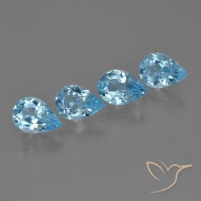 2.64 ctw Blue Topaz Stones, Natural Topaz in Pear Facet Shape for Sale
