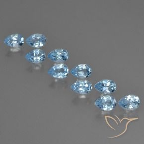 5.34 ctw Blue Topaz Stones, Natural Topaz in Pear Facet Shape for Sale