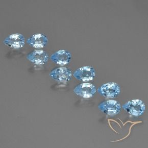 5.02 ctw Blue Topaz Stones, Natural Topaz in Pear Facet Shape for Sale
