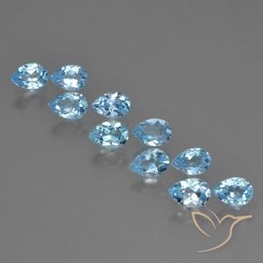 5.16 ctw Blue Topaz Stones, Natural Topaz in Pear Facet Shape for Sale
