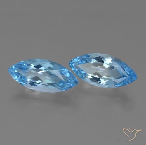 6.87 ctw Blue Topaz Stones, Natural Topaz in Marquise Facet Shape for Sale