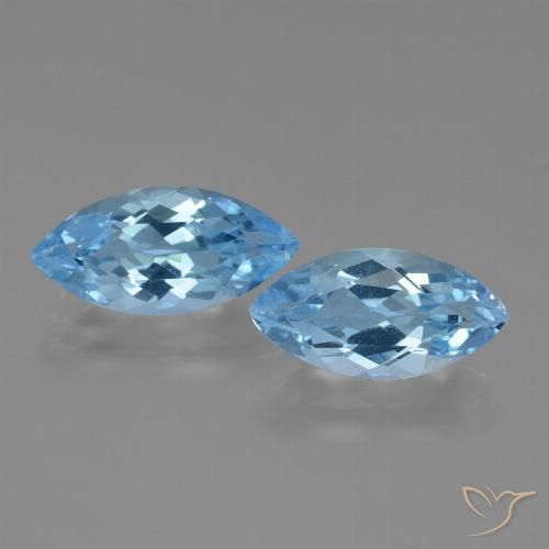 7.18 ct Swiss Blue Topaz, 14.1 x 7 mm Marquise Cut From Brazil, Photo A