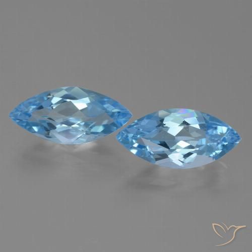 6.94 ct Sky Blue Topaz, 14.9 x 6.9 mm Marquise Cut From Brazil, Photo A