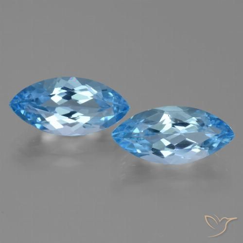 8.21 ct Loose Swiss Blue Topaz, 15.1 x 7.1 mm Marquise Cut From Brazil, Photo A