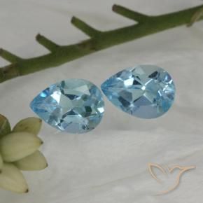 1.78 ctw Blue Topaz Stones, Natural Topaz in Pear Facet Shape for Sale