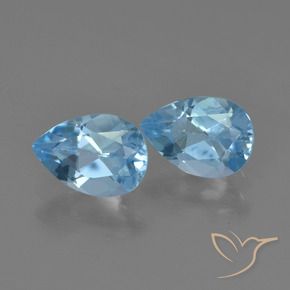 1.74 ctw Blue Topaz Stones, Natural Topaz in Pear Facet Shape for Sale
