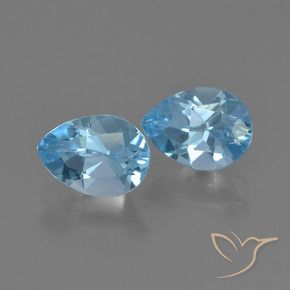 1.73 ctw Blue Topaz Stones, Natural Topaz in Pear Facet Shape for Sale