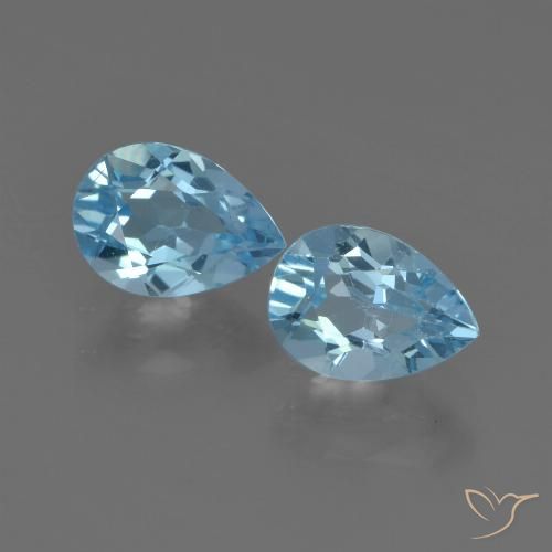1.7 ct Loose Swiss Blue Topaz, 7.2 x 5.1 mm Pear Cut From Brazil, Photo A