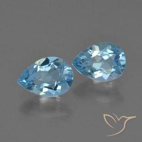 1.70 ctw Blue Topaz Stones, Natural Topaz in Pear Facet Shape for Sale