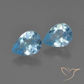 1.44 ctw Blue Topaz Stones, Natural Topaz in Pear Facet Shape for Sale