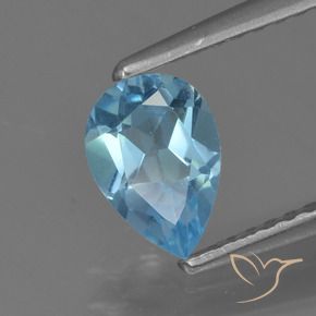 0.88 ct Blue Topaz Stone, Natural Topaz in Pear Facet Shape for Sale