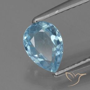 0.87 ct Blue Topaz Stone, Natural Topaz in Pear Facet Shape for Sale
