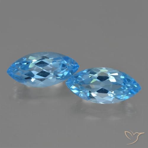 7.76 ct Swiss Blue Topaz, 15 x 7.1 mm Marquise Cut From Brazil, Photo A