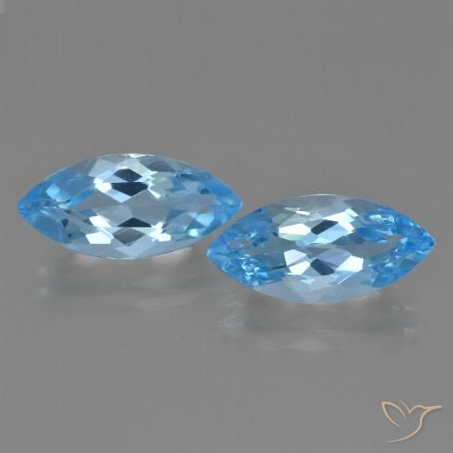 6.63 ct Loose Swiss Blue Topaz, 14.8 x 7.1 mm Marquise Cut From Brazil, Photo A