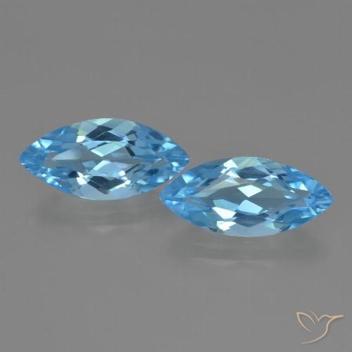 7.05 ct Swiss Blue Topaz, 15 x 7.1 mm Marquise Cut From Brazil, Photo A