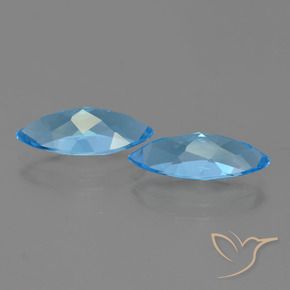 Topaz Gemstones in 15 x 7.1 mm Size for Sale, Topaz Stones in Swiss Blue Color