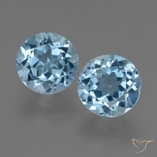 4.57 ct Loose Sky Blue Topaz, 8.1 mm Round Cut From Brazil, Photo A