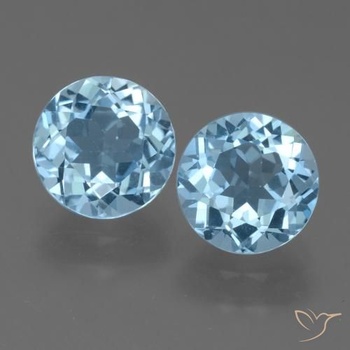 4.81 ct Loose Swiss Blue Topaz, 8.1 mm Round Cut From Brazil, Photo A