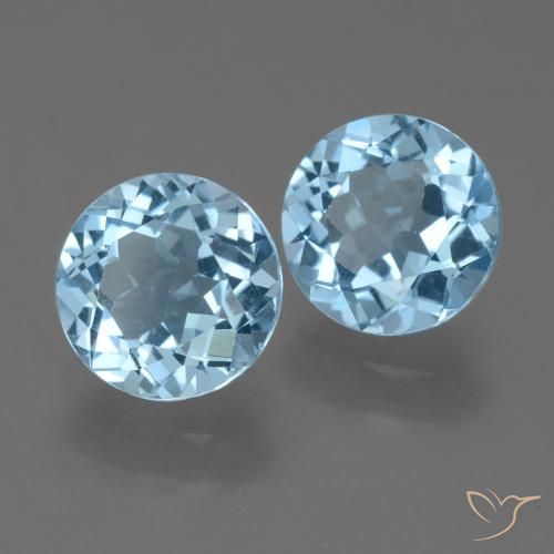 4.81 ctw Blue Topaz Stones, Natural Topaz in Round Facet Shape for Sale