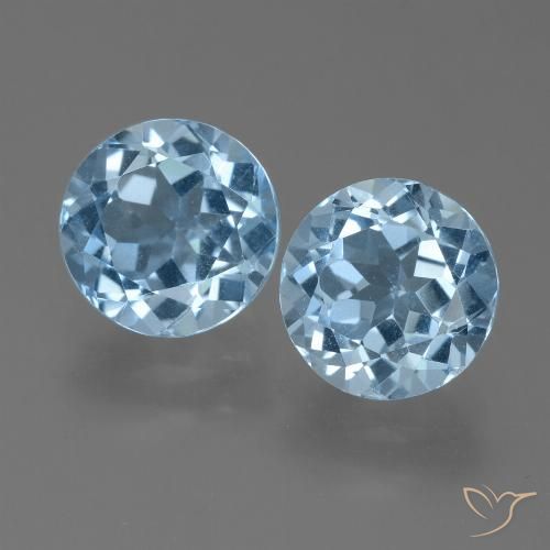4.67 ct Sky Blue Topaz, 8.1 mm Round Cut From Brazil, Photo A