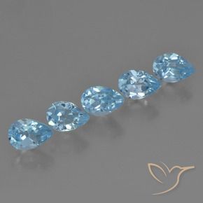 3.16 ctw Blue Topaz Stones, Natural Topaz in Pear Facet Shape for Sale