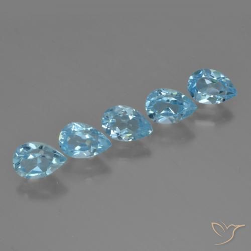 2.89 ctw Blue Topaz Stones, Natural Topaz in Pear Facet Shape for Sale