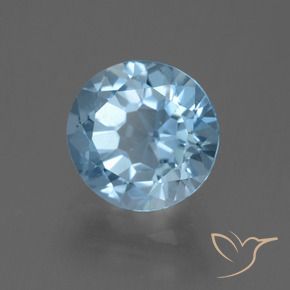 2.46 ct Blue Topaz Stone, Natural Topaz in Round Facet Shape for Sale