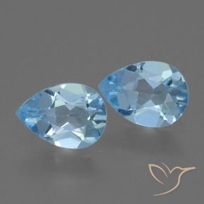 1.53 ctw Blue Topaz Stones, Natural Topaz in Pear Facet Shape for Sale