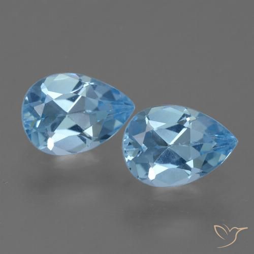 1.62 ct Swiss Blue Topaz, 7.3 x 5.1 mm Pear Cut From Brazil, Photo A
