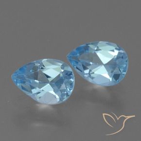 1.62 ctw Blue Topaz Stones, Natural Topaz in Pear Facet Shape for Sale