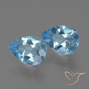 1.58 ctw Blue Topaz Stones, Natural Topaz in Pear Facet Shape for Sale