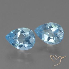 1.55 ctw Blue Topaz Stones, Natural Topaz in Pear Facet Shape for Sale