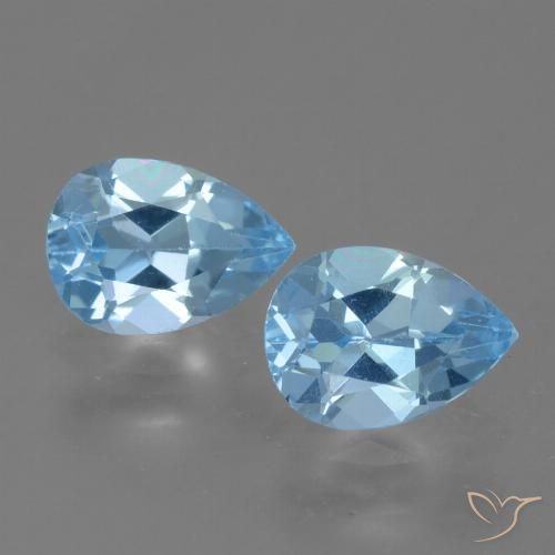 1.7 ct Sky Blue Topaz, 7.3 x 5.2 mm Pear Cut From Brazil, Photo A