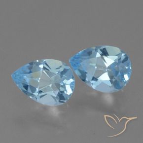 1.70 ctw Blue Topaz Stones, Natural Topaz in Pear Facet Shape for Sale