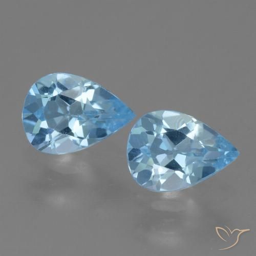 1.55 ct Sky Blue Topaz, 6.9 x 5 mm Pear Cut From Brazil, Photo A