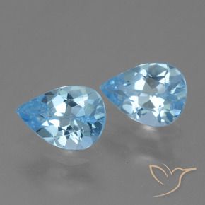 1.55 ctw Blue Topaz Stones, Natural Topaz in Pear Facet Shape for Sale