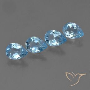 2.72 ctw Blue Topaz Stones, Natural Topaz in Pear Facet Shape for Sale
