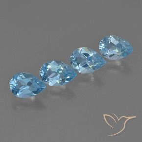2.97 ctw Blue Topaz Stones, Natural Topaz in Pear Facet Shape for Sale