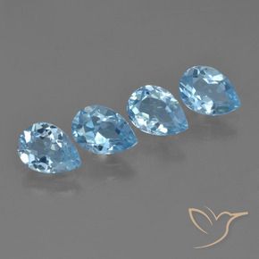 3.22 ctw Blue Topaz Stones, Natural Topaz in Pear Facet Shape for Sale