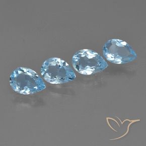 2.57 ctw Blue Topaz Stones, Natural Topaz in Pear Facet Shape for Sale