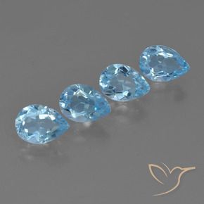 3.29 ctw Blue Topaz Stones, Natural Topaz in Pear Facet Shape for Sale