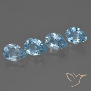 3.17 ctw Blue Topaz Stones, Natural Topaz in Pear Facet Shape for Sale