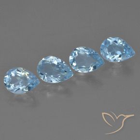 3.19 ctw Blue Topaz Stones, Natural Topaz in Pear Facet Shape for Sale